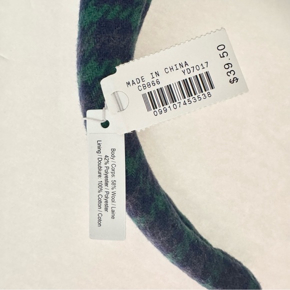 J Crew Houndstooth Knotted Green and Blue Headband - Picture 7 of 7